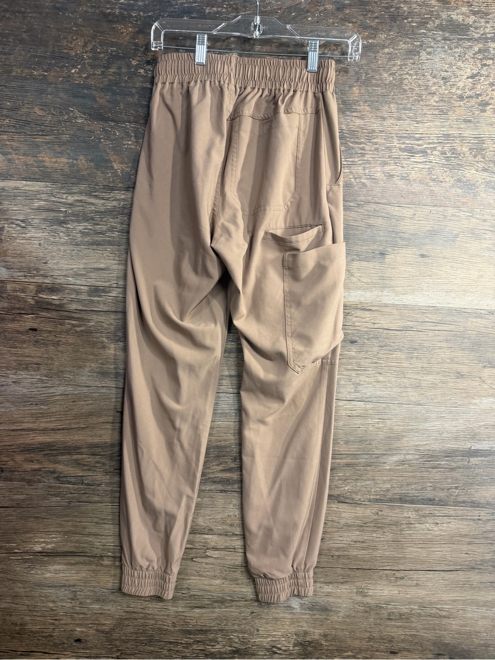 Grey's Anatomy Women's Cargo Jogger Scrub Pants in Light Brown Tan